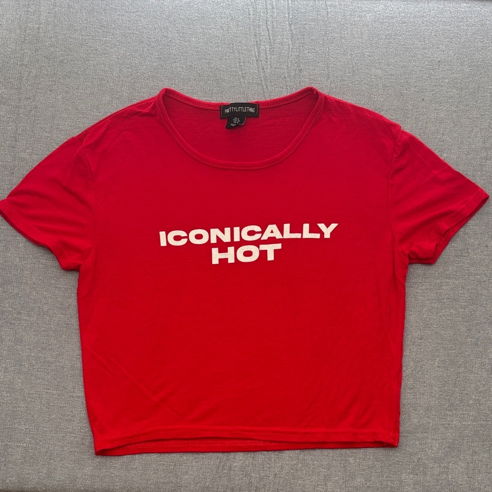 PrettyLittleThing Bold Red Tee with Iconic Print